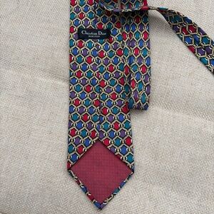 Christian Dior Vintage 100% Silk Multicolored Tie